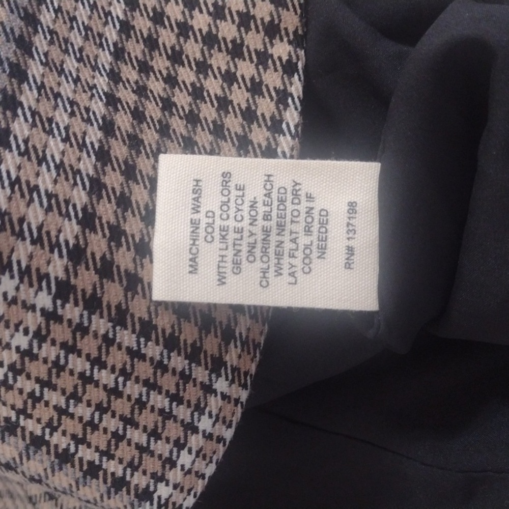 Marled Tan Houndstooth Plaid Long Single Button Blazer Jacket Size XL - Picture 9 of 12